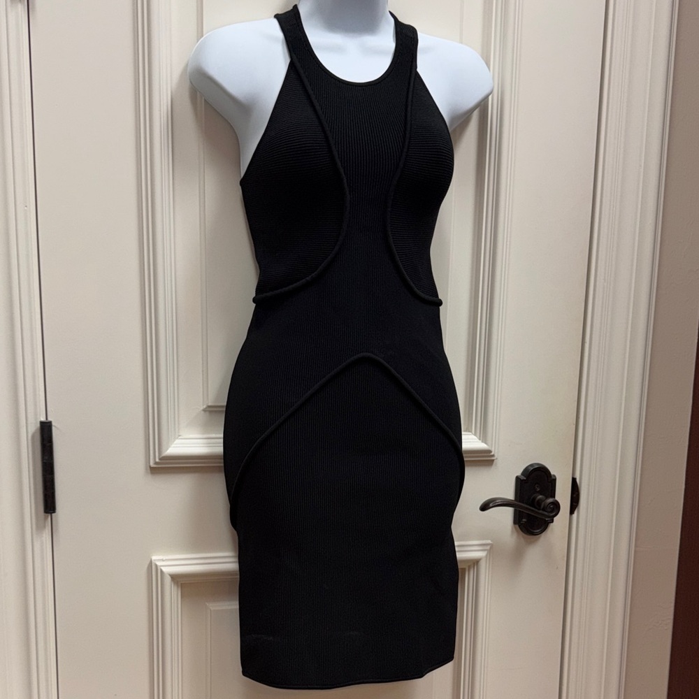 ALC A.L.C. Black ribbed Racerback mini bodycon stretch cocktail Sleeveless Dress